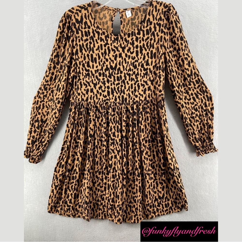BP frill cuff long sleeve leopard print dress. Size medium.